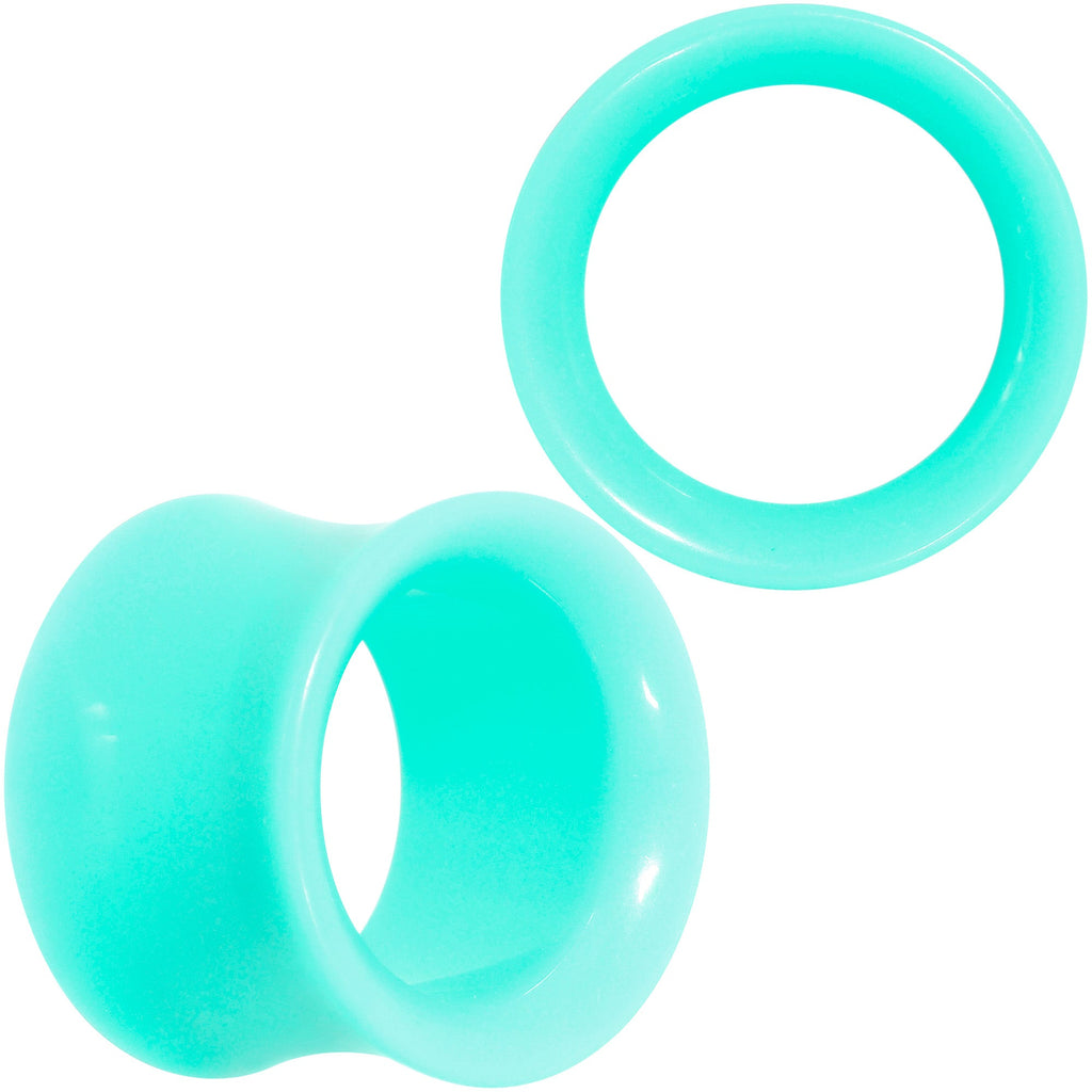 BodyCandy Aqua Acrylic UV Saddle Tunnel Plug Set 12mm to 26mm — size reference