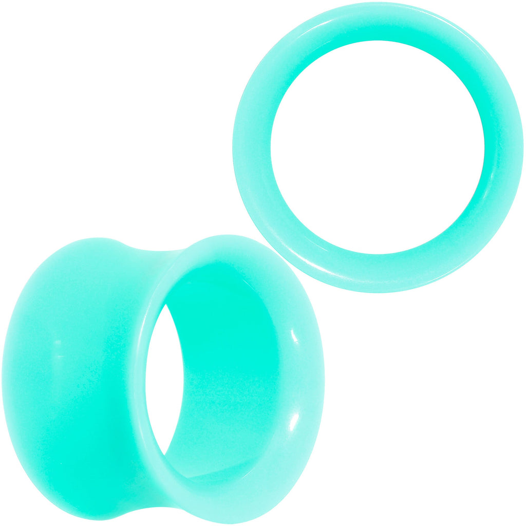 BodyCandy Aqua Acrylic UV Saddle Tunnel Plug Set 12mm to 26mm — color detail