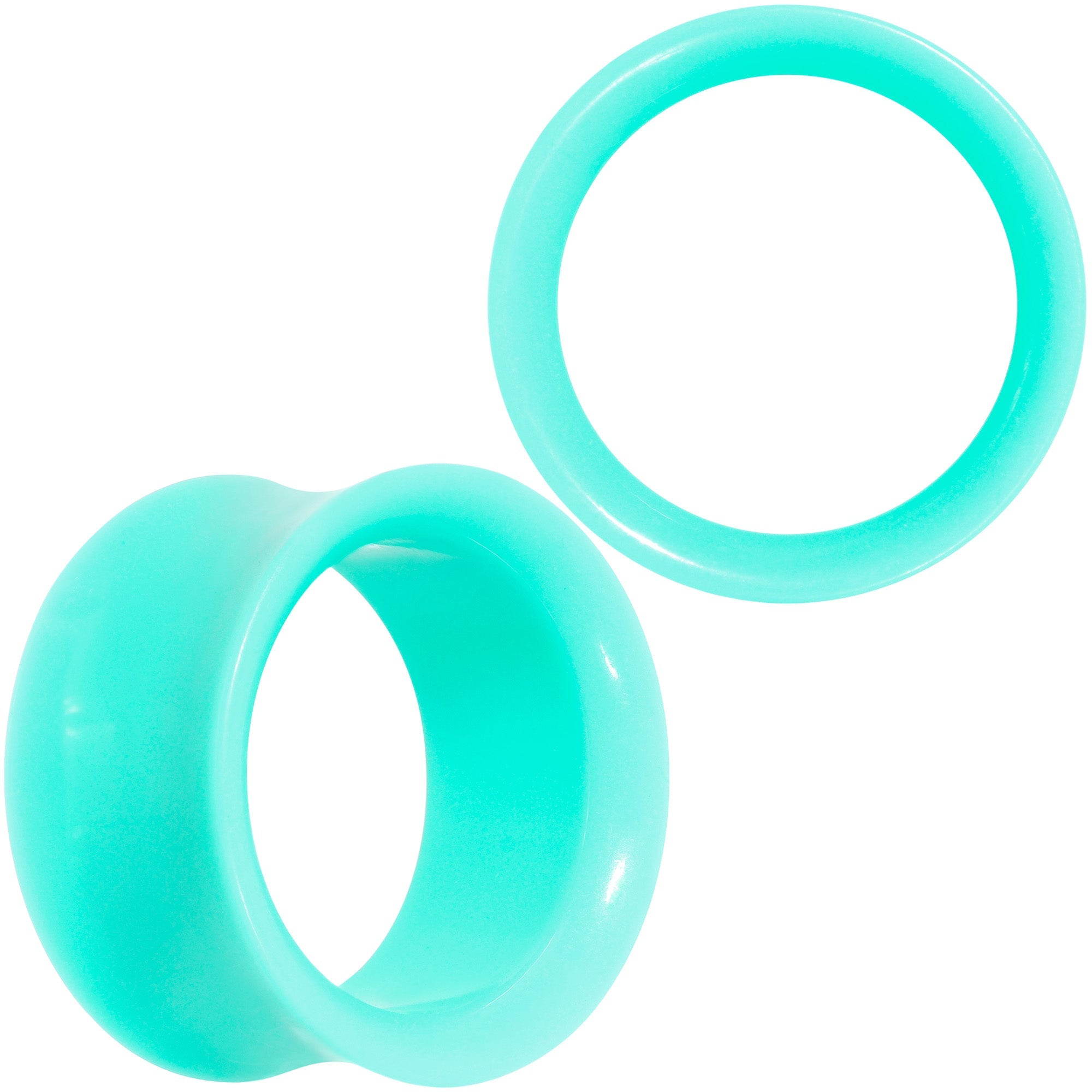 BodyCandy Aqua Acrylic UV Saddle Tunnel Plug Set 12mm to 26mm — comparison shot