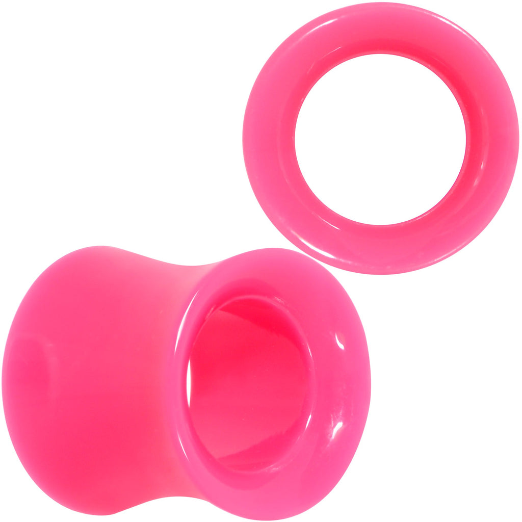 BodyCandy Pink Acrylic UV Saddle Tunnel Plug Set 12mm to 26mm — alternative angle