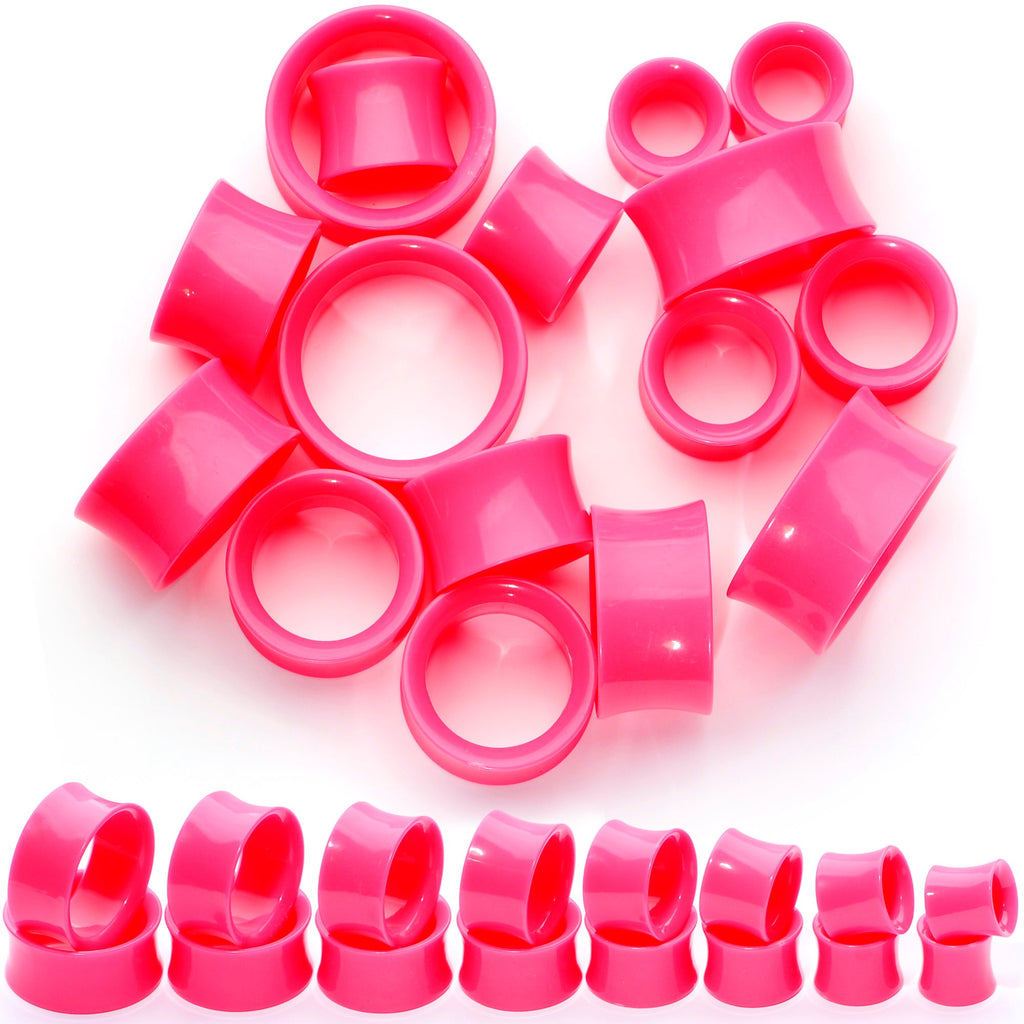 BodyCandy Pink Acrylic UV Saddle Tunnel Plug Set 12mm to 26mm — main product shot