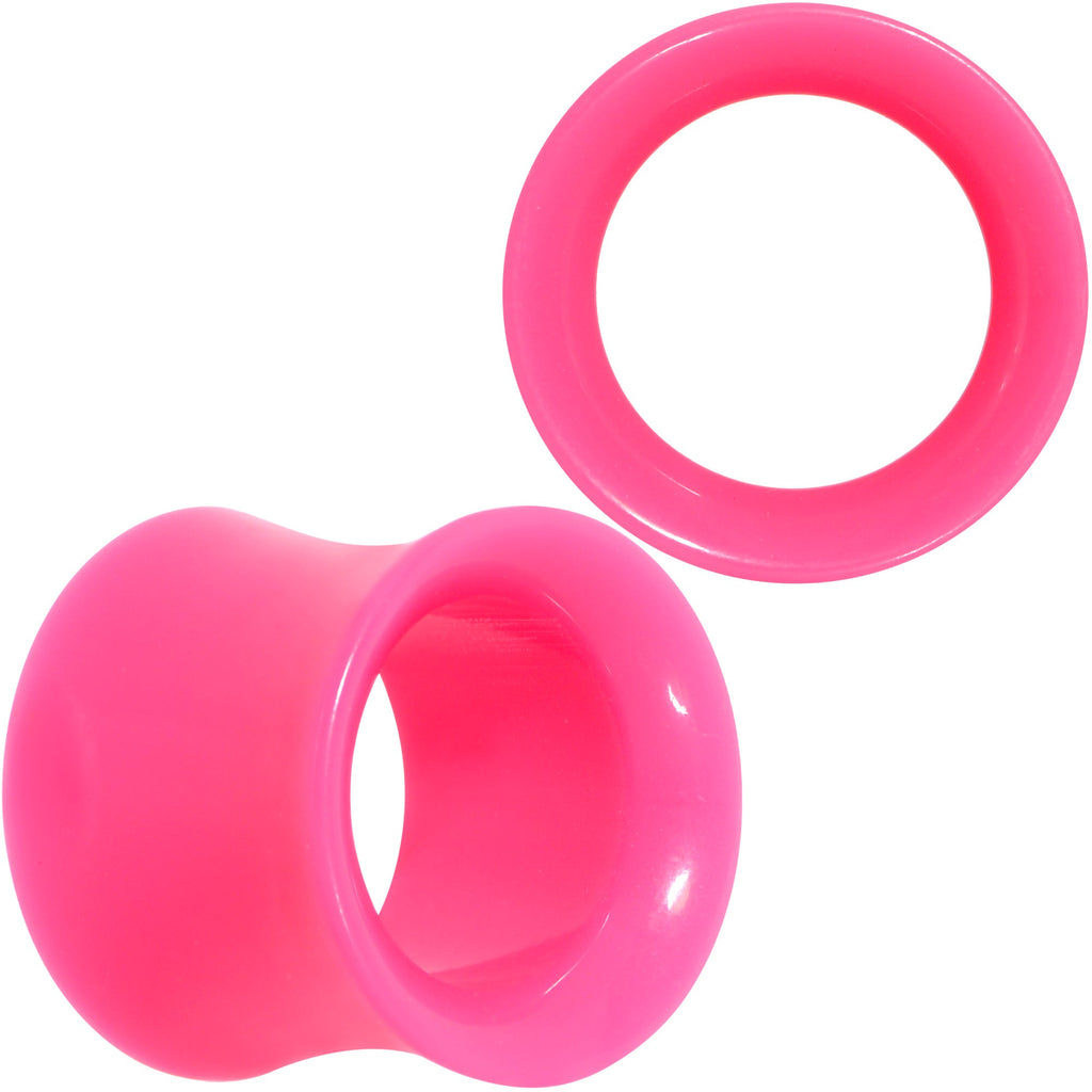 BodyCandy Pink Acrylic UV Saddle Tunnel Plug Set 12mm to 26mm — in-use photo