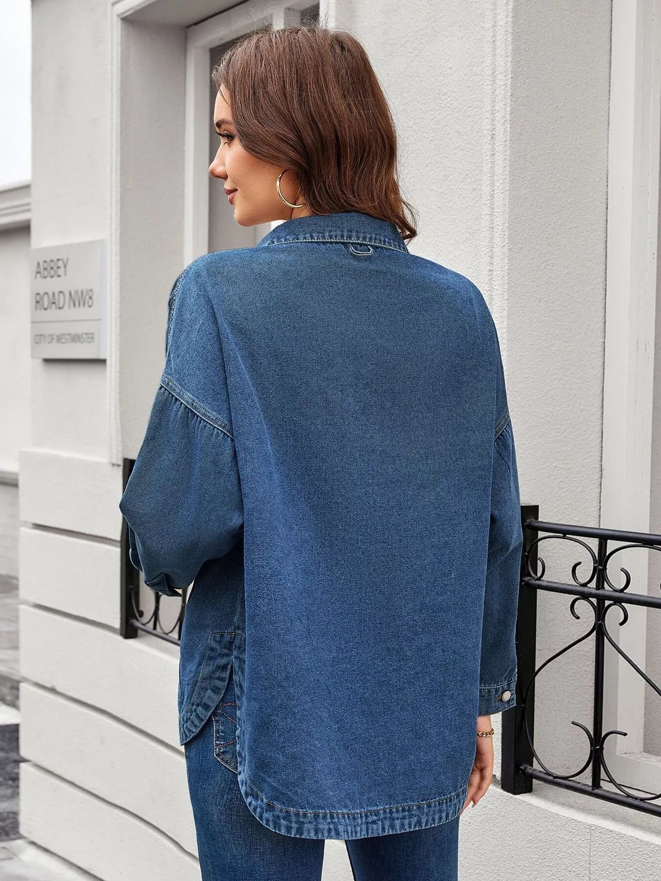 Button Up Long Sleeve Denim Shirt