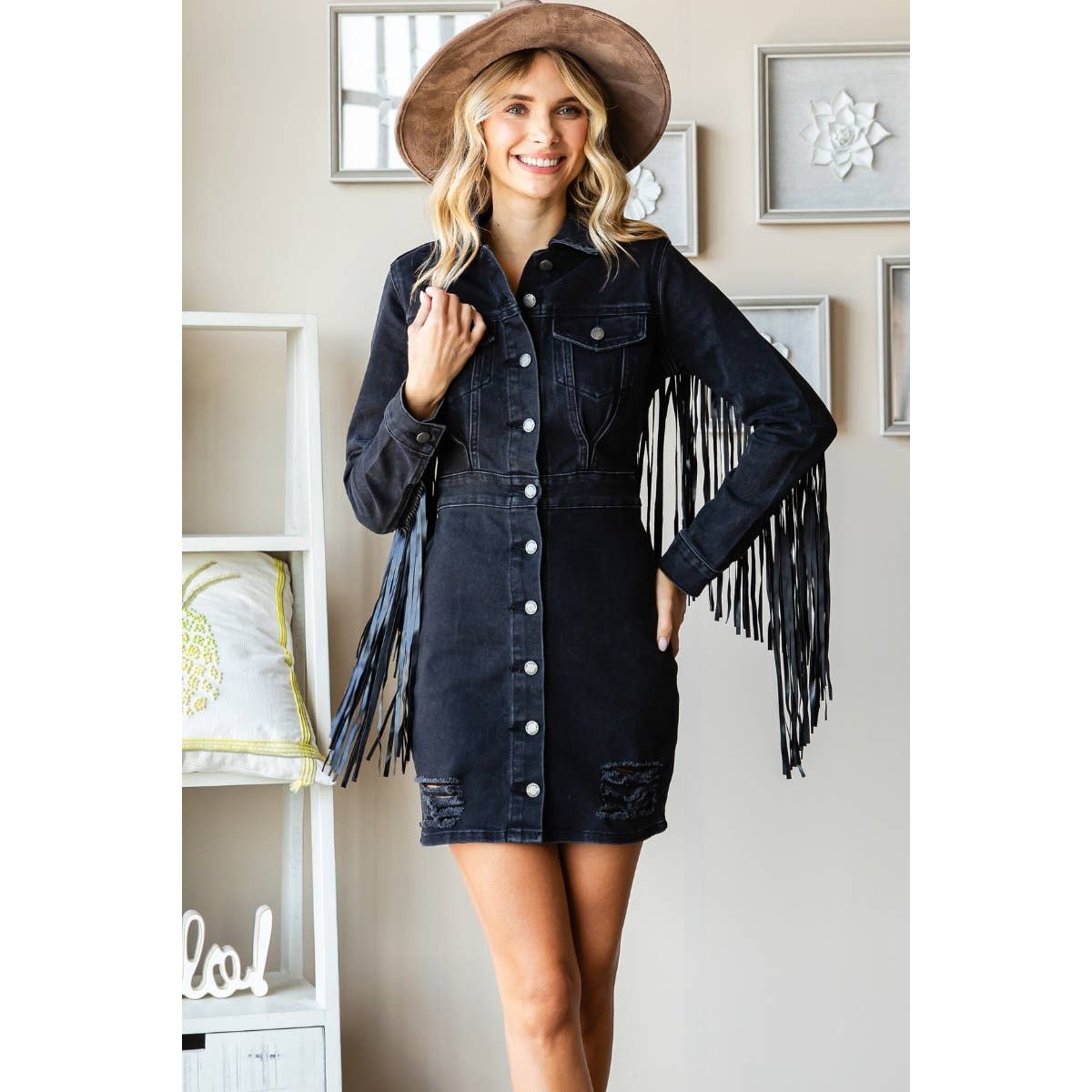Pretty Little Patriot Pretty Little Patriot Fringe Western Black Mini Dress — product category context