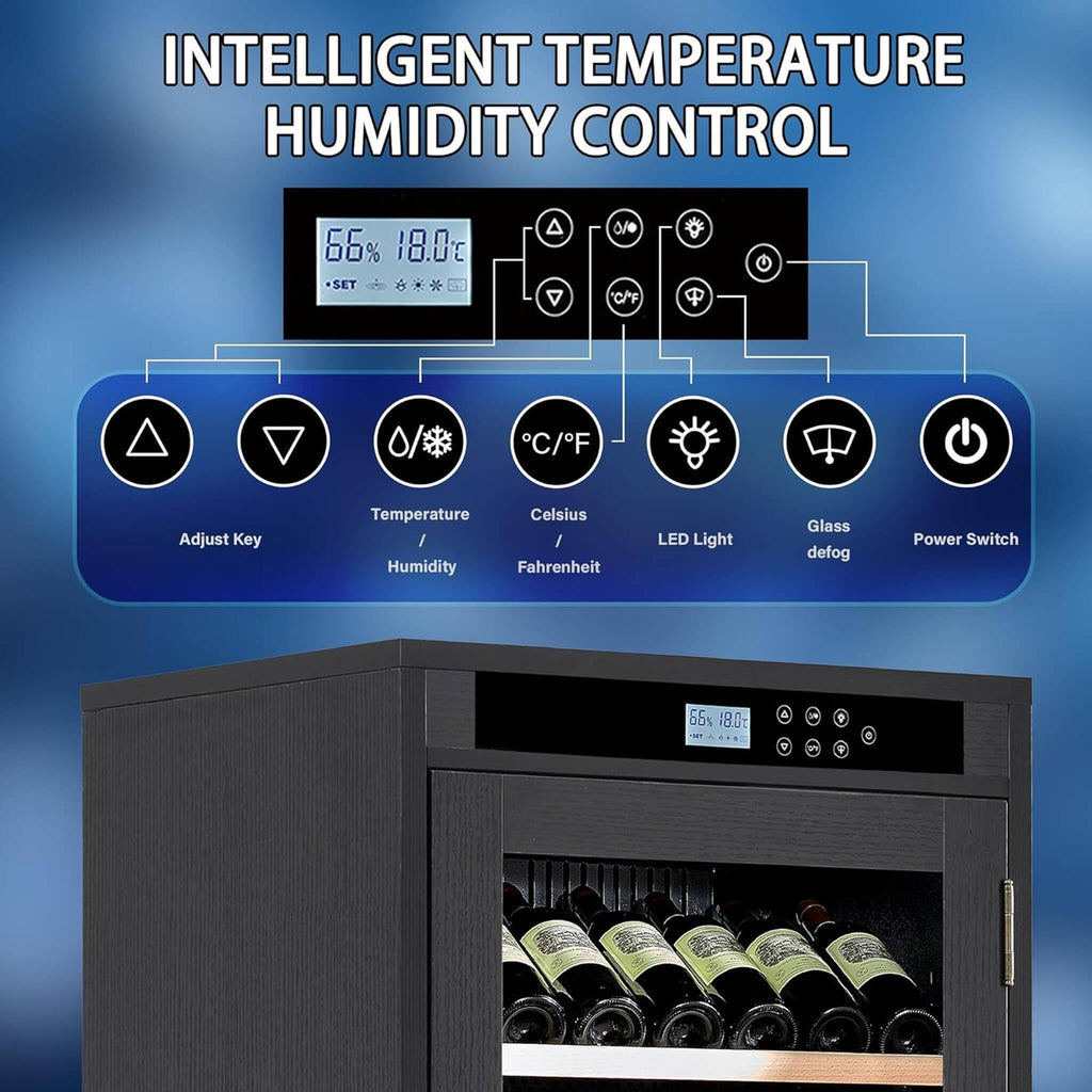 Nuvia 69-Bottle 7.6 Cu.Ft Freestanding Smart Wooden Wine Cooler With LED Touch Display (SAK24861) – SAKSBY WHOLESALE, view 4