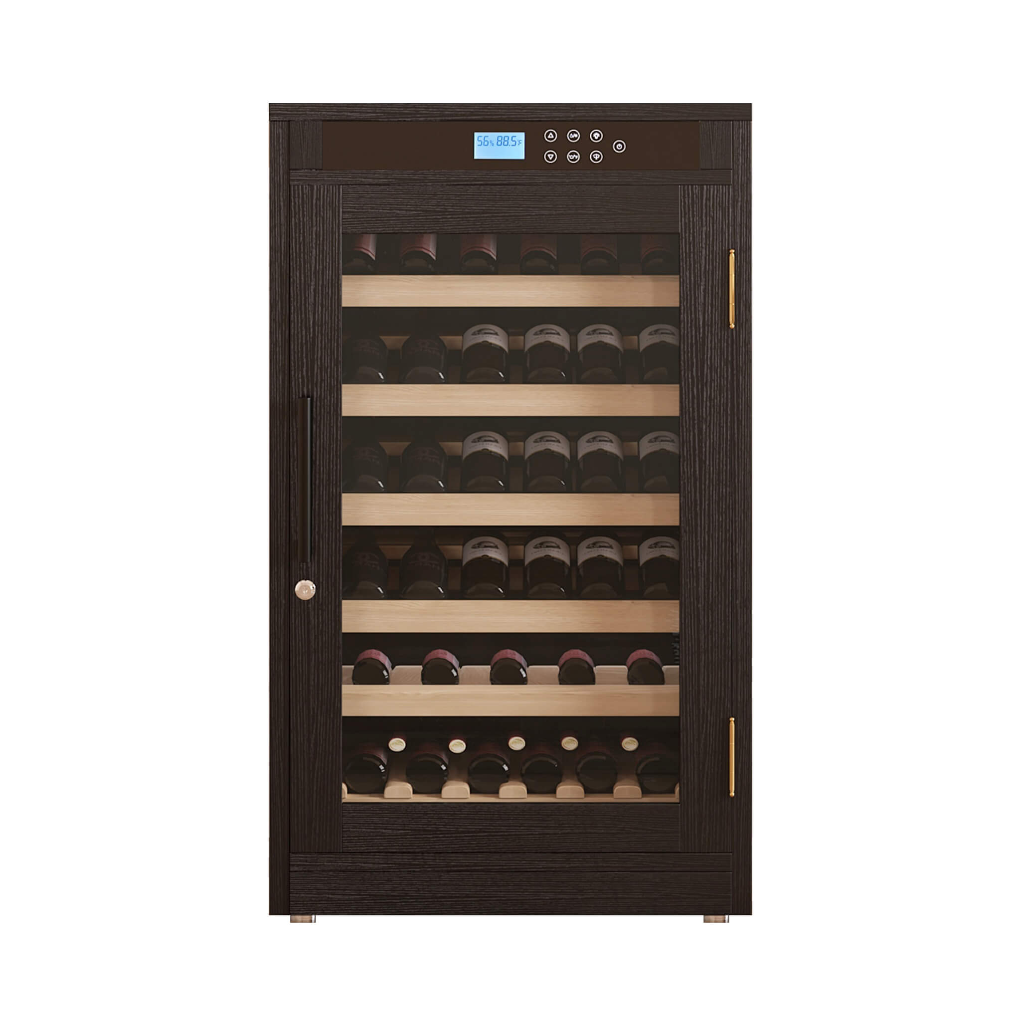 Nuvia 69-Bottle 7.6 Cu.Ft Freestanding Smart Wooden Wine Cooler With LED Touch Display (SAK24861) – SAKSBY WHOLESALE