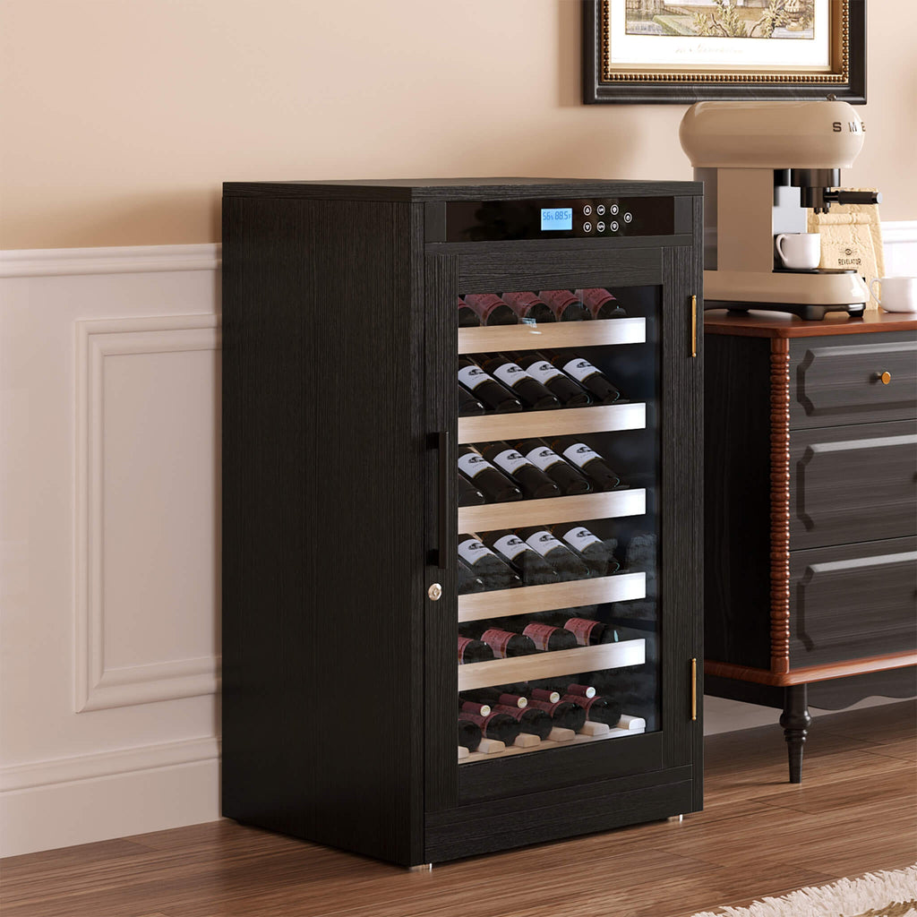 Nuvia 69-Bottle 7.6 Cu.Ft Freestanding Smart Wooden Wine Cooler With LED Touch Display (SAK24861) – SAKSBY WHOLESALE, view 10