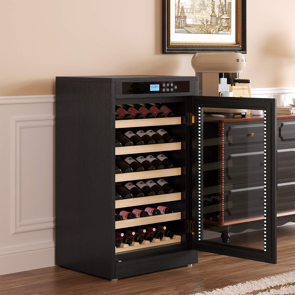 Nuvia 69-Bottle 7.6 Cu.Ft Freestanding Smart Wooden Wine Cooler With LED Touch Display (SAK24861) – SAKSBY WHOLESALE, view 11
