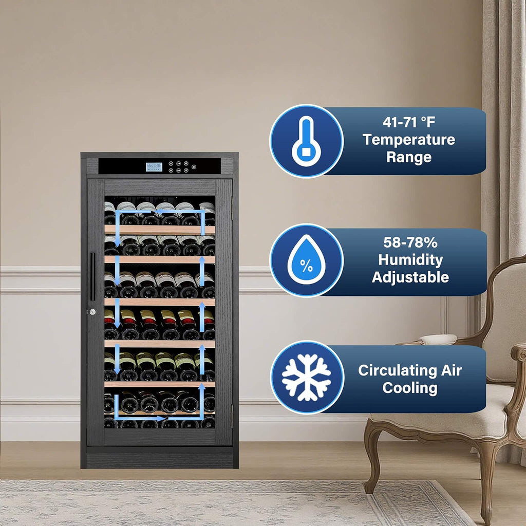 Nuvia 69-Bottle 7.6 Cu.Ft Freestanding Smart Wooden Wine Cooler With LED Touch Display (SAK24861) – SAKSBY WHOLESALE, view 5