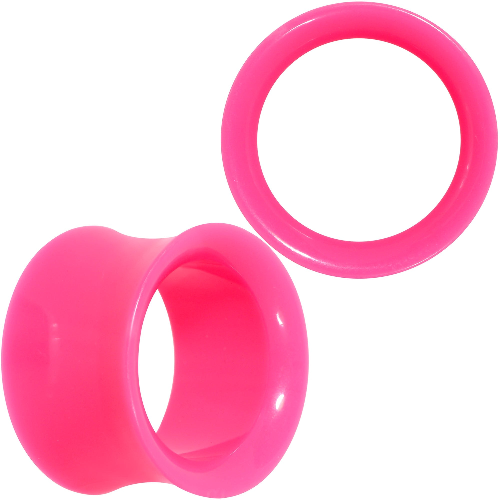 BodyCandy Pink Acrylic UV Saddle Tunnel Plug Set 12mm to 26mm — color detail