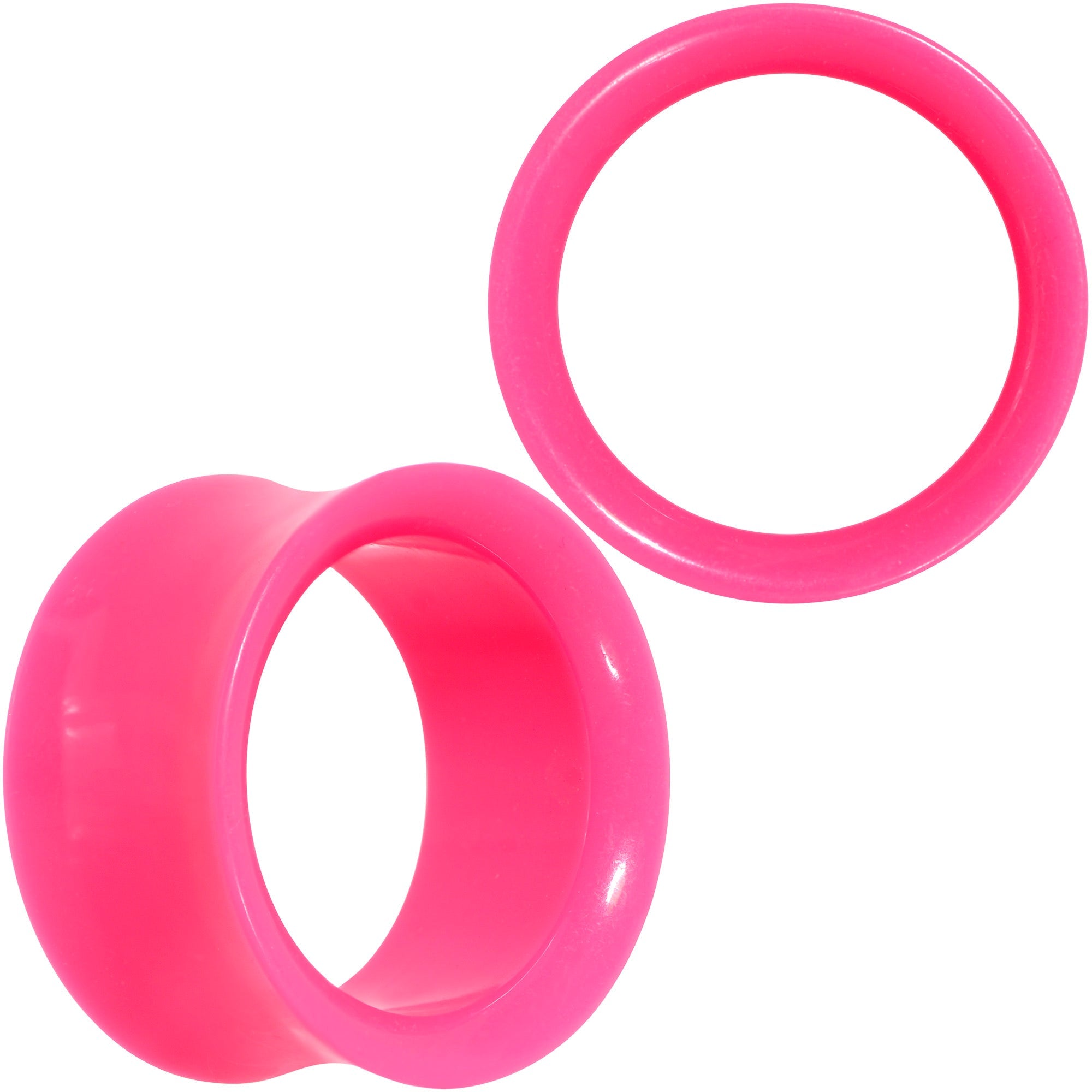 BodyCandy Pink Acrylic UV Saddle Tunnel Plug Set 12mm to 26mm — comparison shot