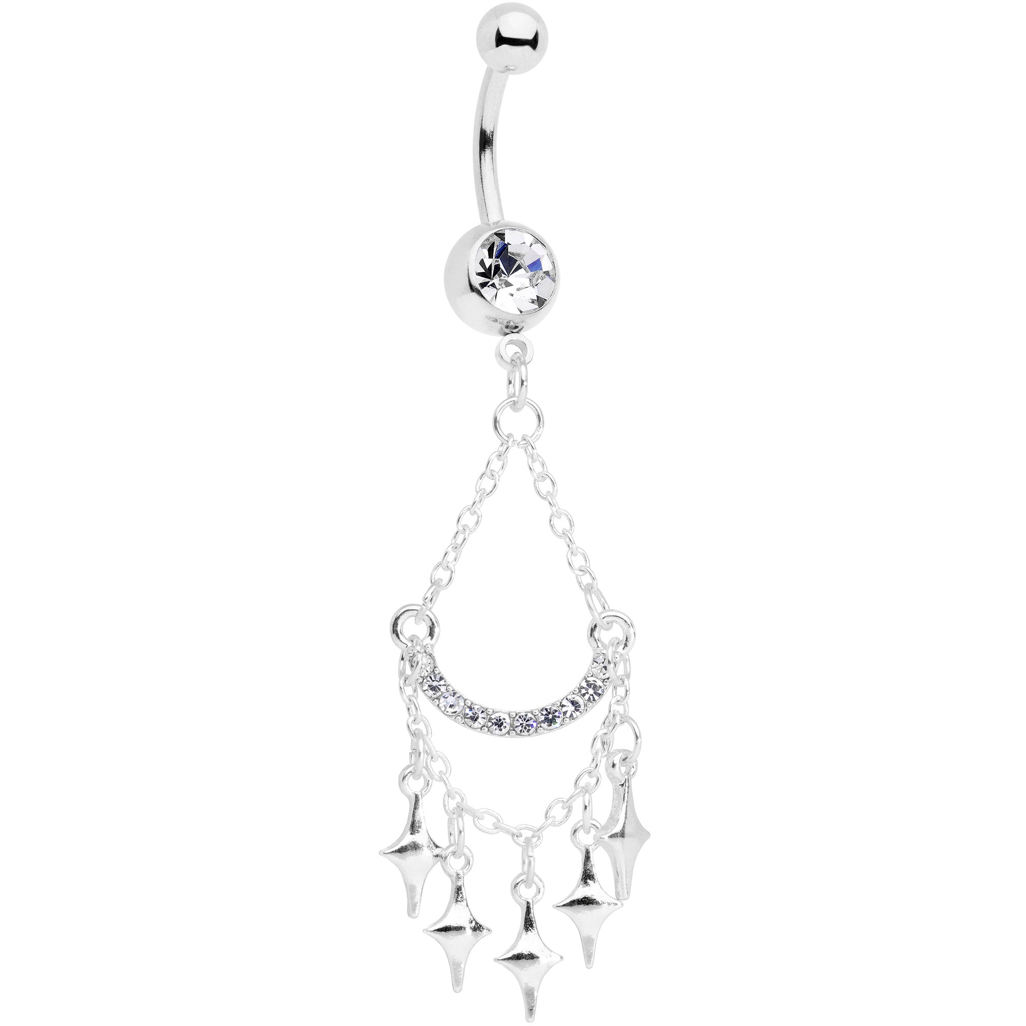 BodyCandy Clear Gem Double Drama Chandelier Dangle Belly Ring — main product shot