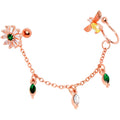BodyCandy 16G 1/4 Green Gem Rose Gold Hue Angel Cuff Chain Right Cartilage — main product shot