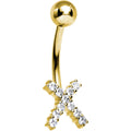 BodyCandy 16G Solid 14K Yellow Gold Cubic Zirconia X-SPOT Belly Ring — main product shot