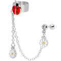 BodyCandy 16G 1/4 Clear Gem Ladybug Flower Right Cuff Chain Cartilage Ring — main product shot