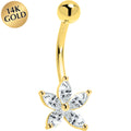 BodyCandy 16G Solid 14K Yellow Gold CZ Lily Flower Belly Ring — main product shot