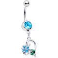 BodyCandy Aqua Gem Sweet Flower Heart Dangle Belly Ring — main product shot
