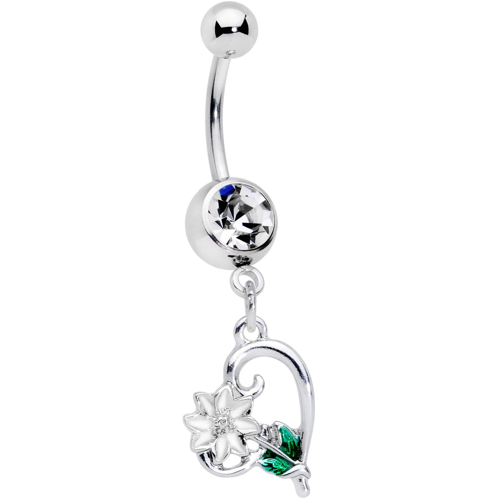 BodyCandy Clear Gem Sweet Flower Heart Dangle Belly Ring — main product shot