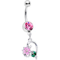 BodyCandy Pink Gem Sweet Flower Heart Dangle Belly Ring — main product shot