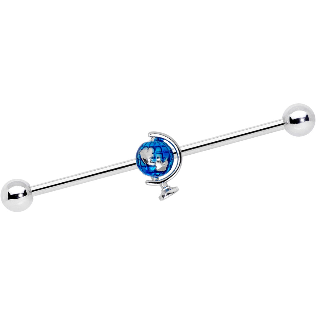 BodyCandy 14G Globe Earth Industrial Barbell 38mm — main product shot