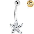 BodyCandy 16G Solid 14K White Gold Cubic Zirconia LILY Belly Ring — main product shot