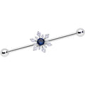 BodyCandy 14G Clear Blue CZ Gem Snowflake Christmas Industrial Barbell 38mm — main product shot