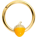 BodyCandy 16G 3/8 Gold Tone Orange Acorn Hinged Segment Ring — main product shot