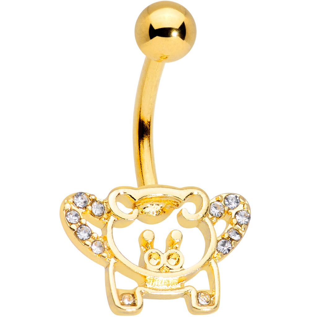 BodyCandy Clear Gem Gold Tone Flying Pigs Belly Ring — main product shot