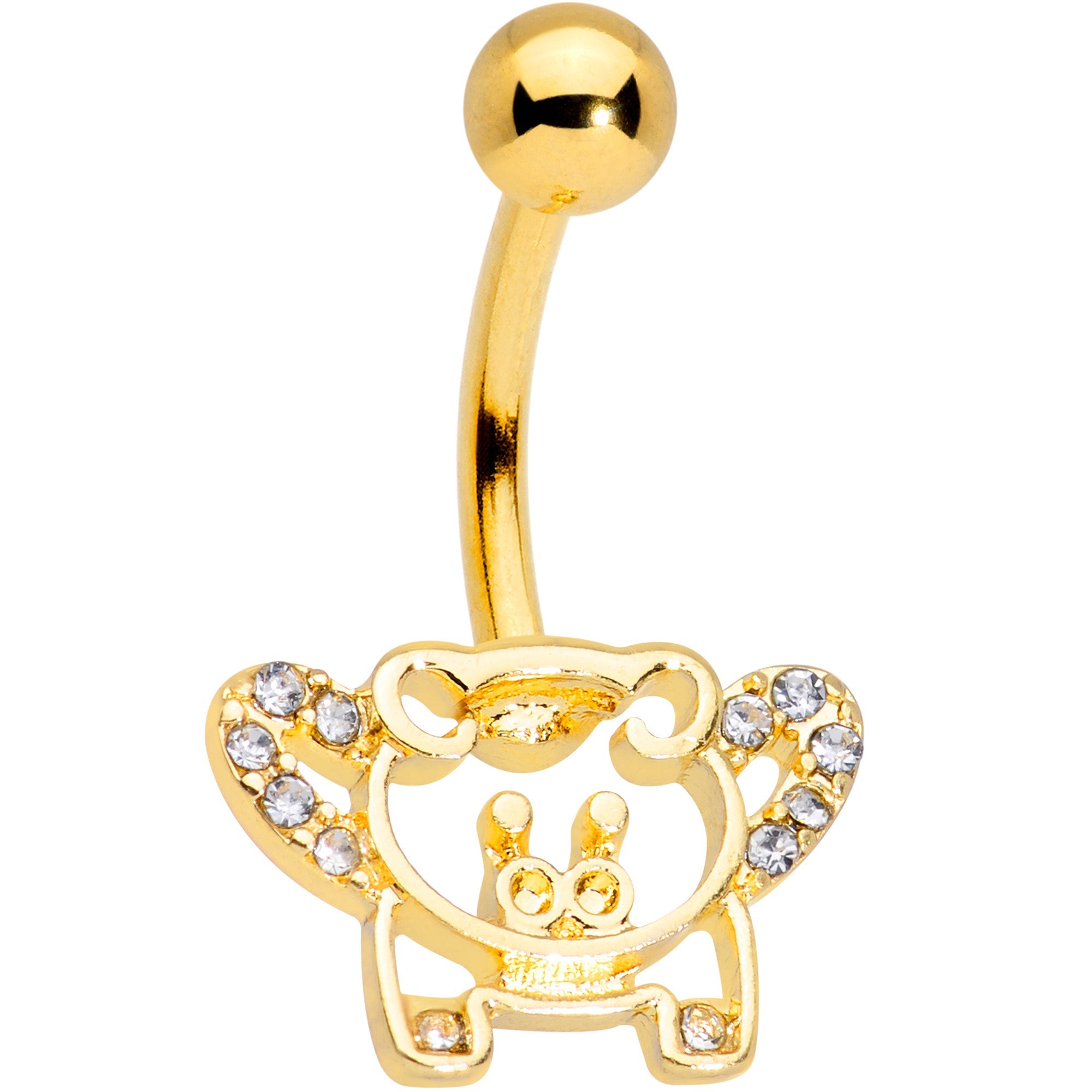 BodyCandy Clear Gem Gold Tone Flying Pigs Belly Ring — main product shot