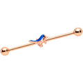 BodyCandy 14G Rose Gold Tone Blue Bird Industrial Barbell 38mm — main product shot