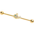 BodyCandy 14G Clear Aqua Gem Gold Tone Whale Industrial Barbell 38mm — main product shot