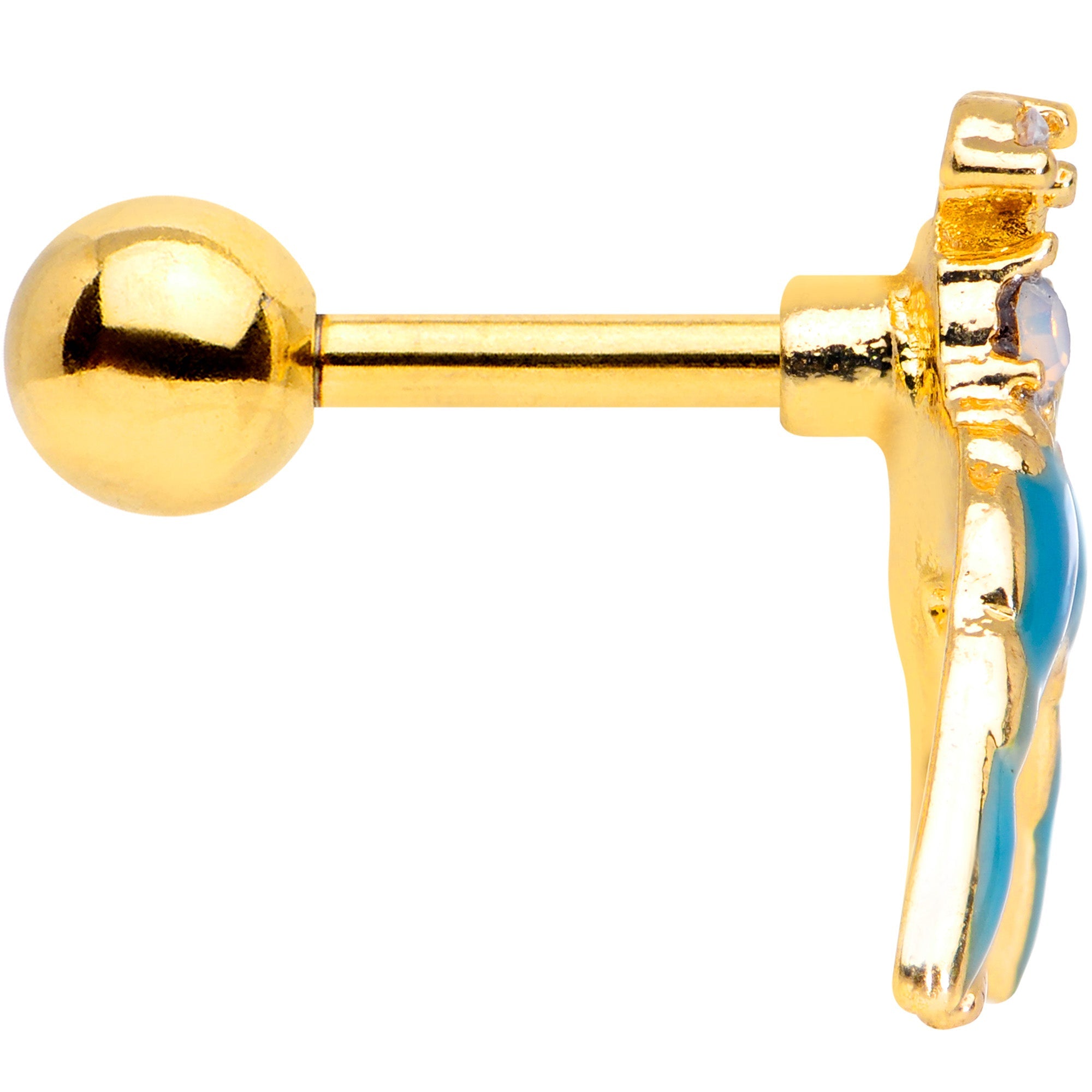 BodyCandy 16G 1/4 White Faux Opal Gold Tone Swallow Bird Cartilage Tragus — lifestyle context