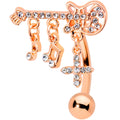 BodyCandy Clear CZ Gem Rose Gold Tone Rock Star Music Guitar Belly Ring — main product shot