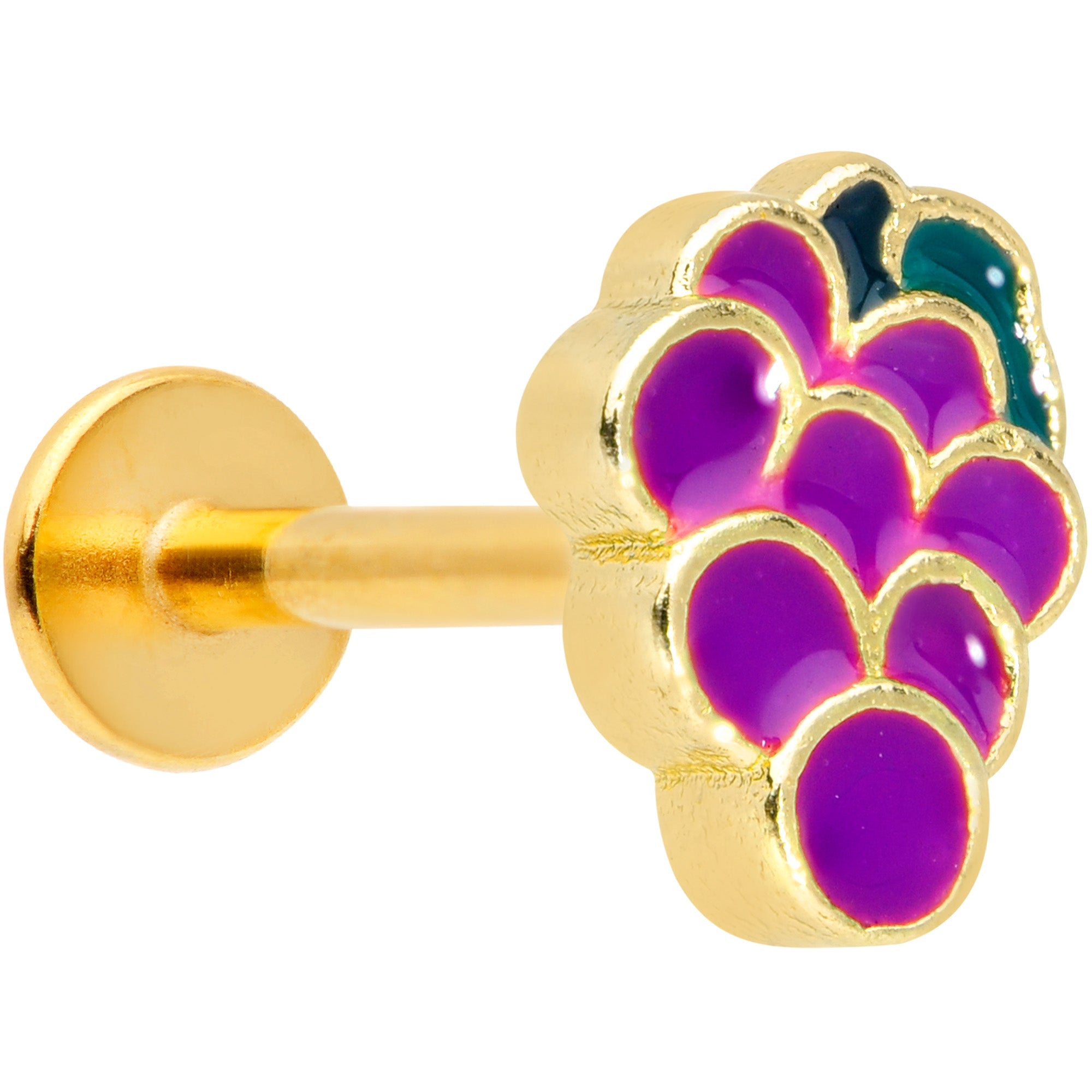 BodyCandy 16G 5/16 Gold Tone Sweet Purple Grapes Labret Monroe Tragus — main product shot