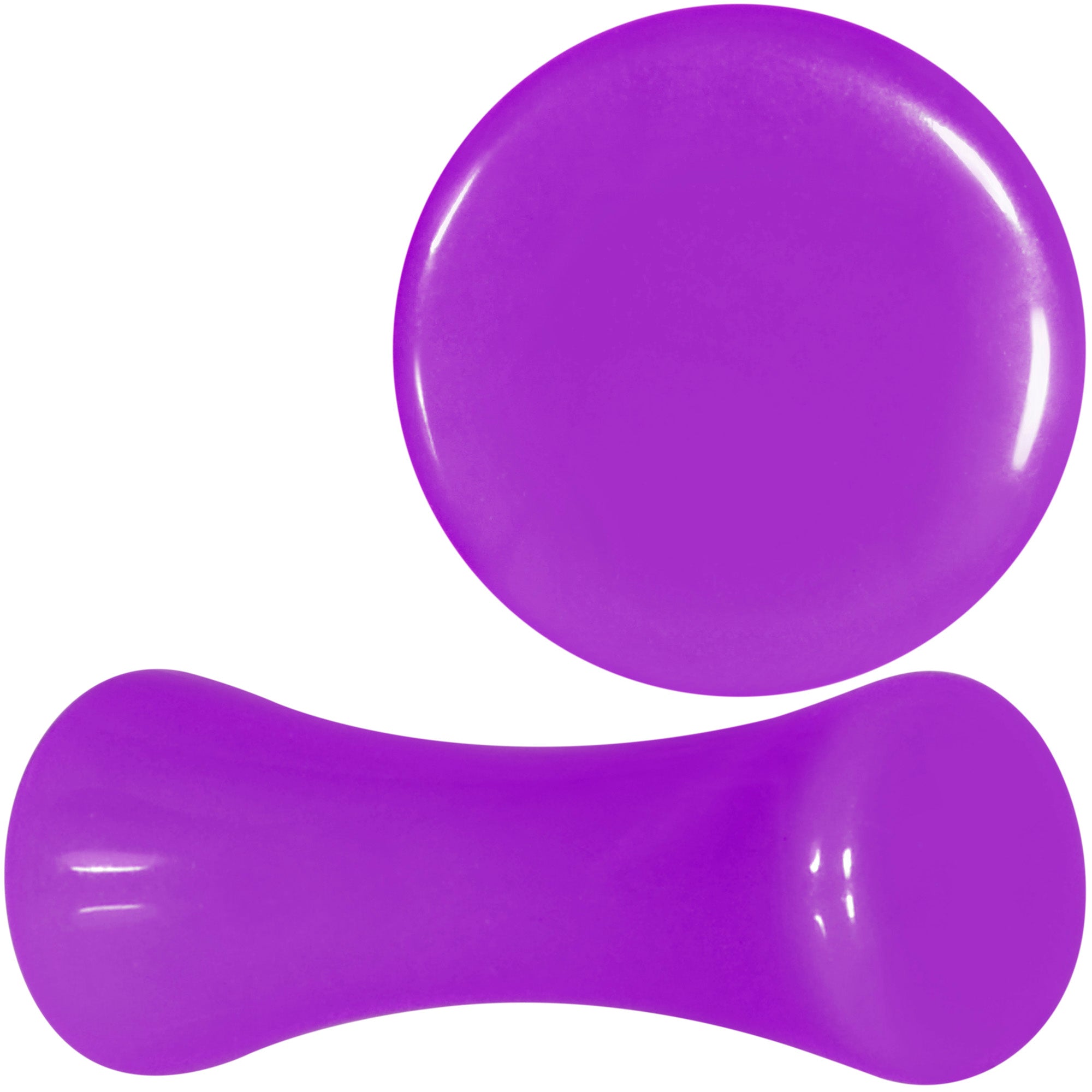 BodyCandy Purple Acrylic Saddle Plug Set 8G to 00G — in-use photo