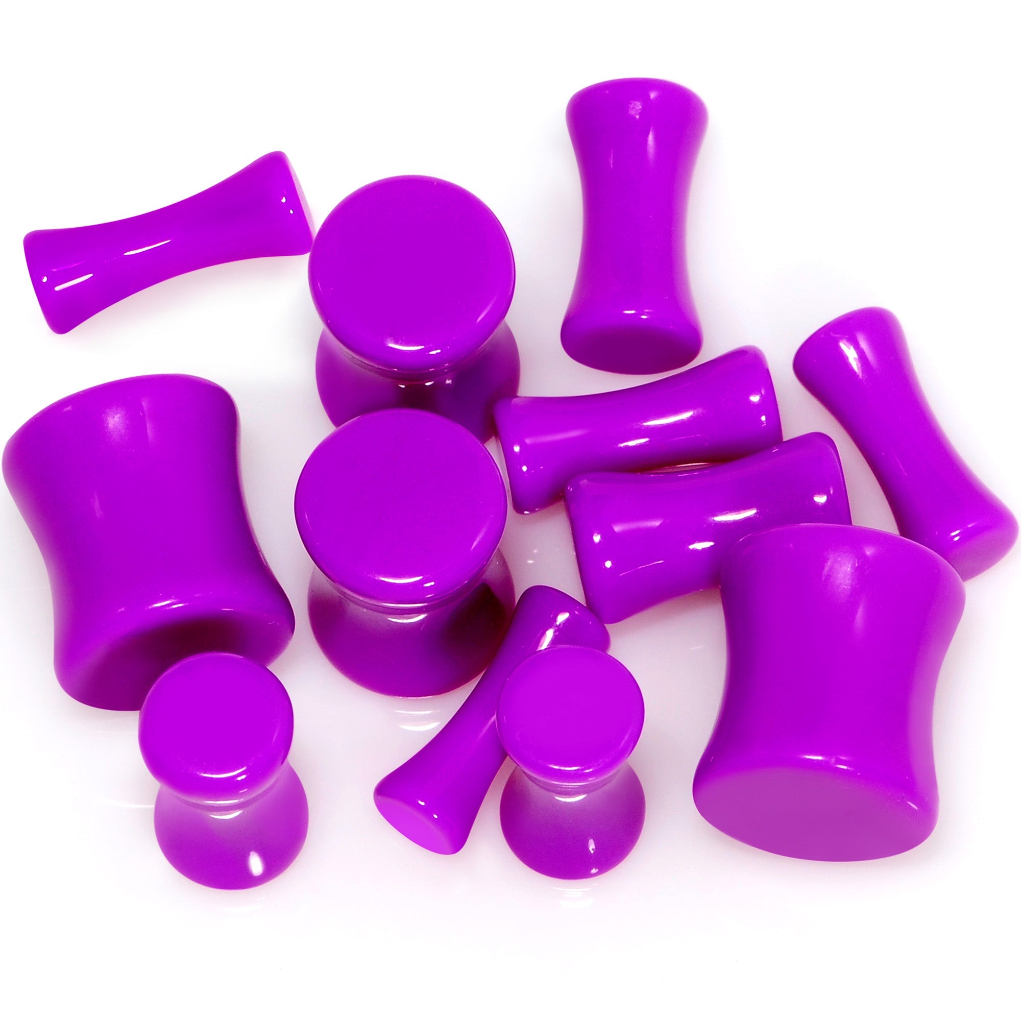 BodyCandy Purple Acrylic Saddle Plug Set 8G to 00G — main product shot