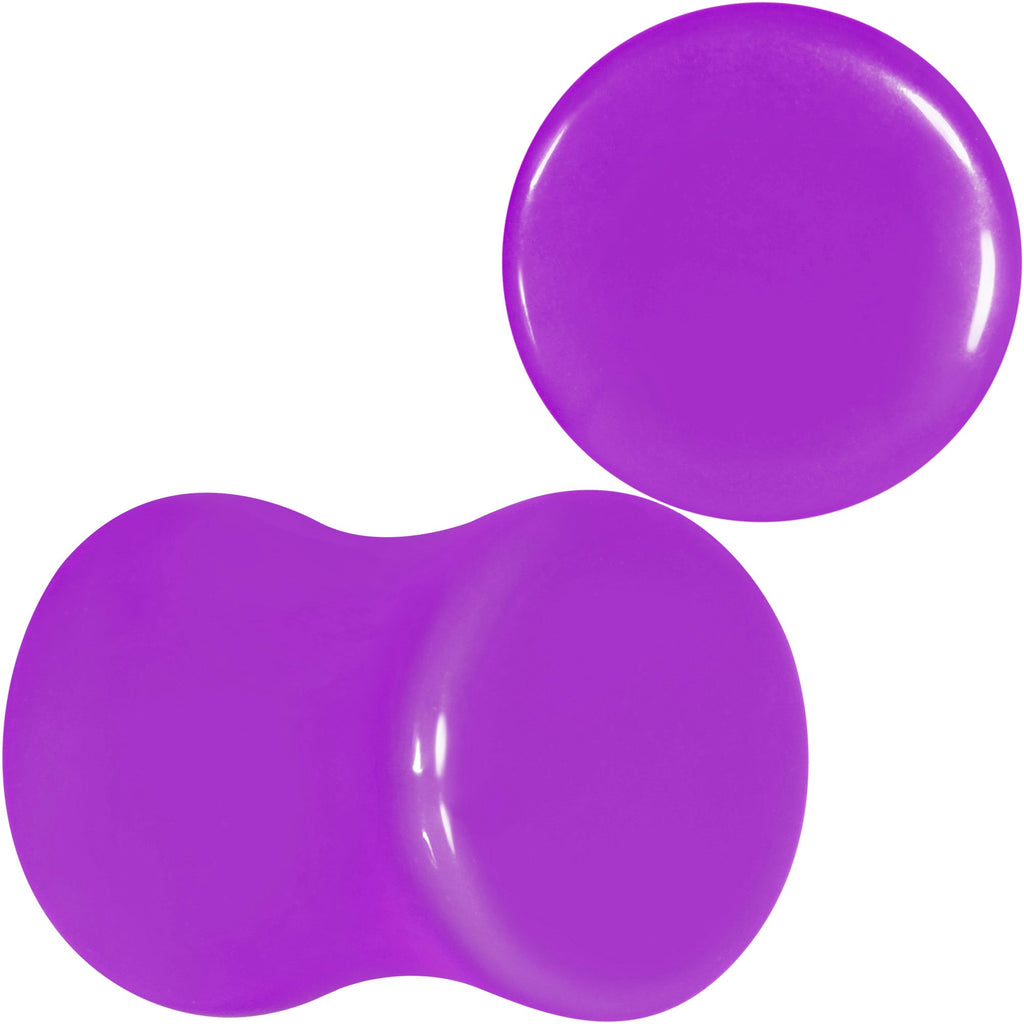 BodyCandy Purple Acrylic Saddle Plug Set 8G to 00G — detail close-up