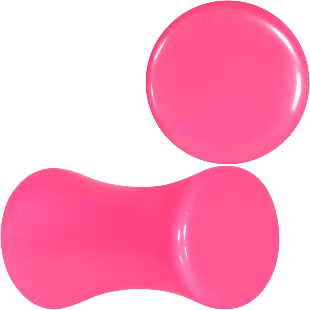 BodyCandy Hot Pink Acrylic Saddle Plug Set 8G to 00G — color detail