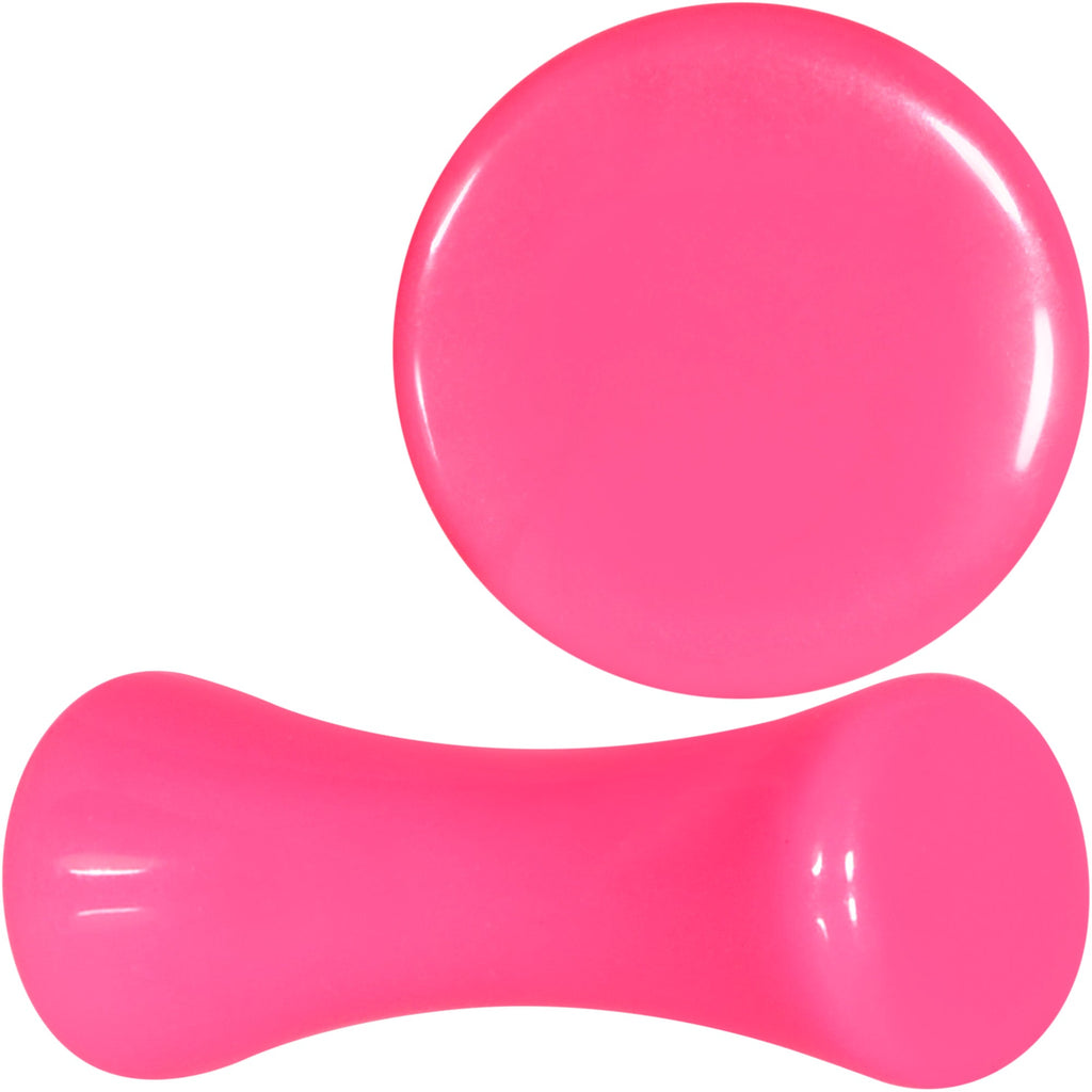 BodyCandy Hot Pink Acrylic Saddle Plug Set 8G to 00G — in-use photo