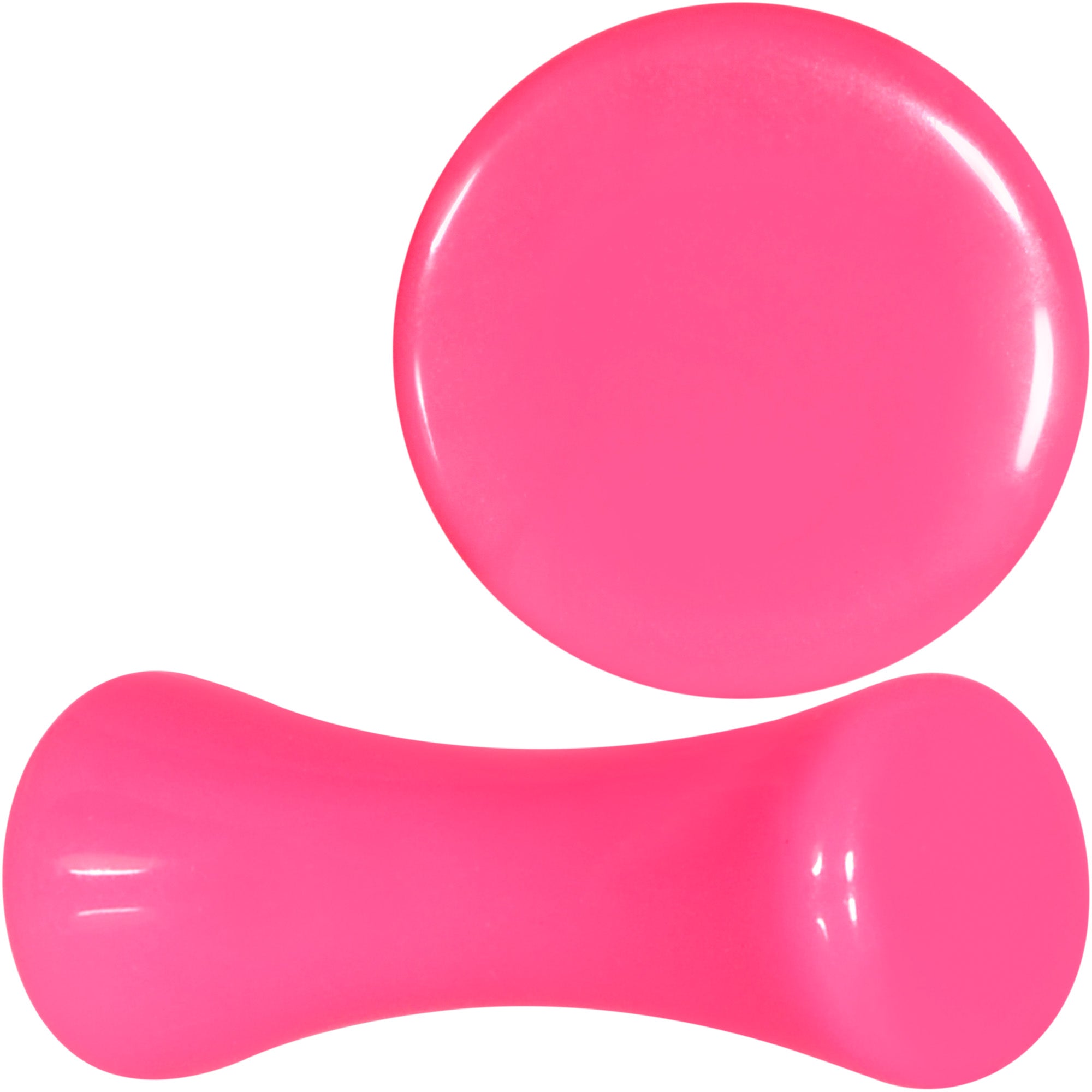 BodyCandy Hot Pink Acrylic Saddle Plug Set 8G to 00G — in-use photo