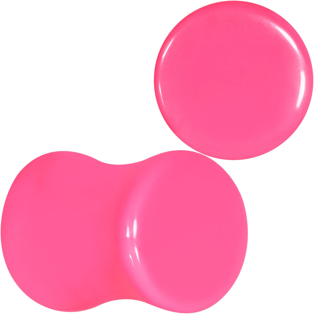 BodyCandy Hot Pink Acrylic Saddle Plug Set 8G to 00G — detail close-up