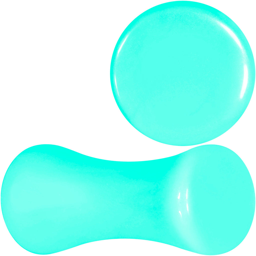 BodyCandy Aqua Acrylic Saddle Plug Set 8G to 00G — size reference