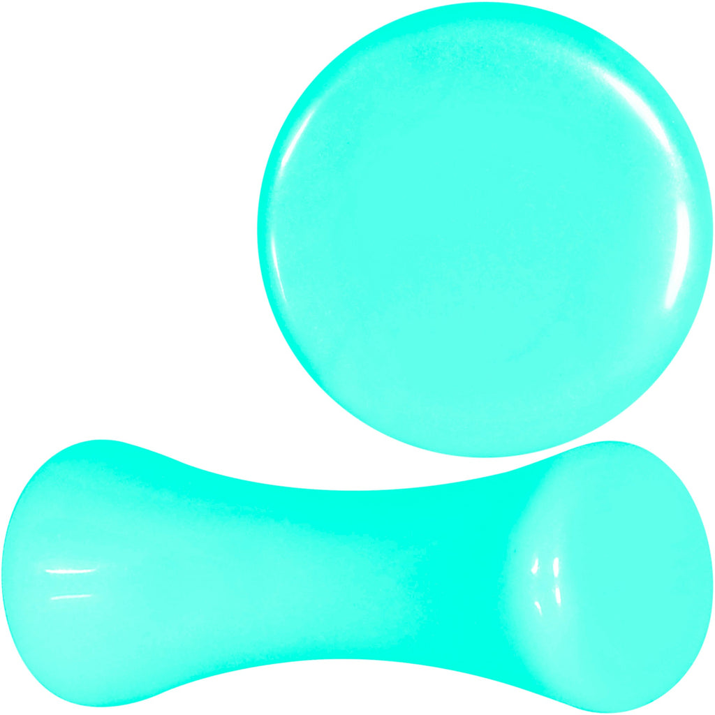 BodyCandy Aqua Acrylic Saddle Plug Set 8G to 00G — in-use photo