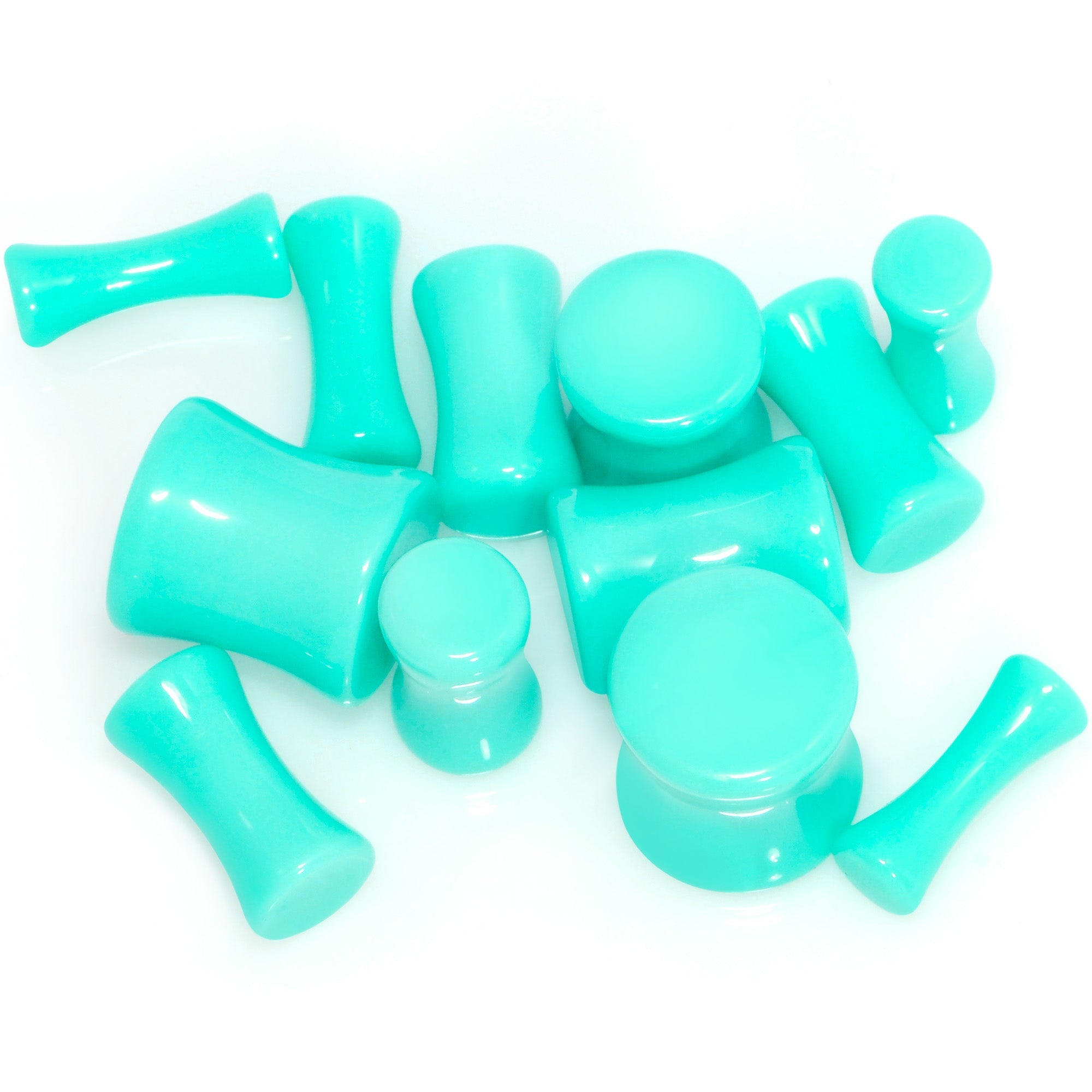 BodyCandy Aqua Acrylic Saddle Plug Set 8G to 00G — main product shot