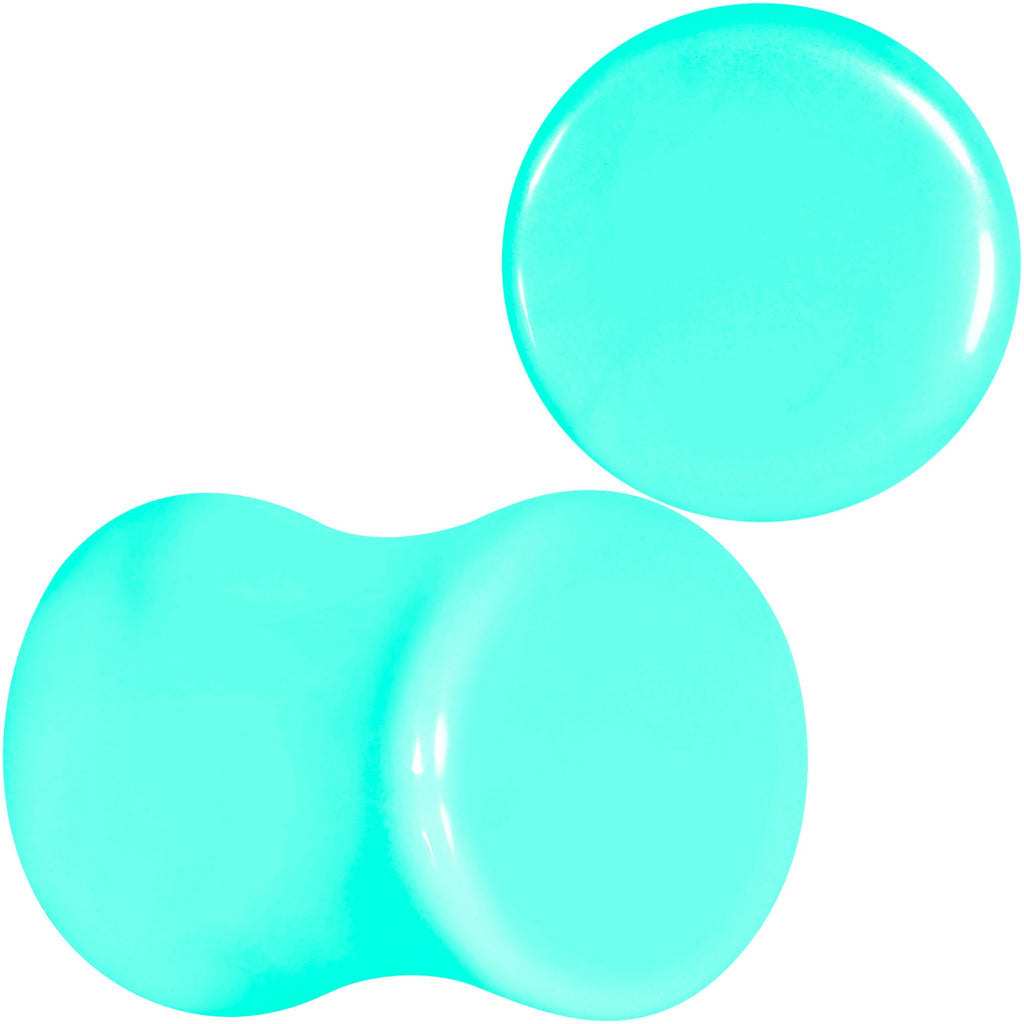 BodyCandy Aqua Acrylic Saddle Plug Set 8G to 00G — detail close-up