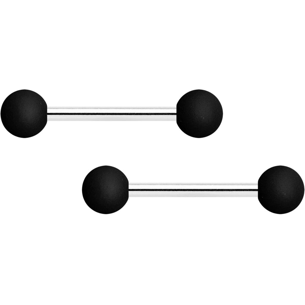 BodyCandy 14G 9/16 Basic Black Matte Barbell Nipple Ring Set — main product shot