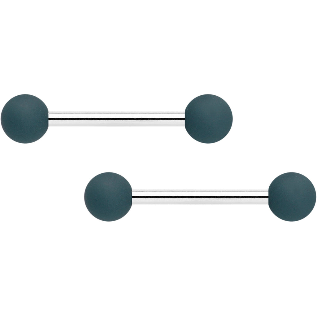 BodyCandy 14G 9/16 Graceful Grey Matte Barbell Nipple Ring Set — main product shot