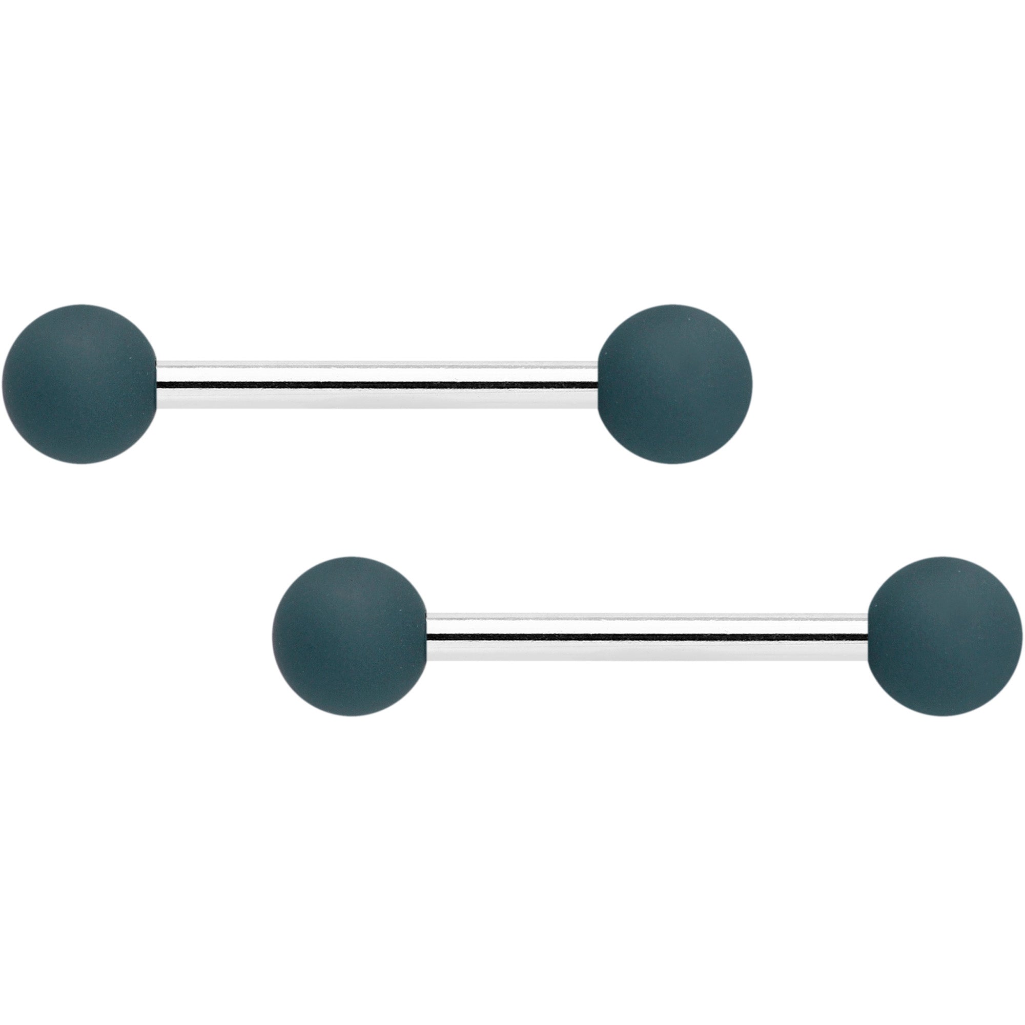 BodyCandy 14G 9/16 Graceful Grey Matte Barbell Nipple Ring Set — main product shot
