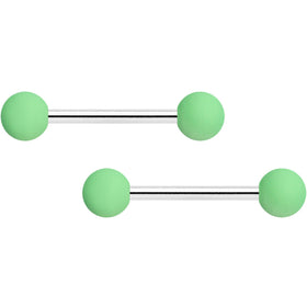 14G 9/16 Mint Green Matte Barbell Nipple Ring Set