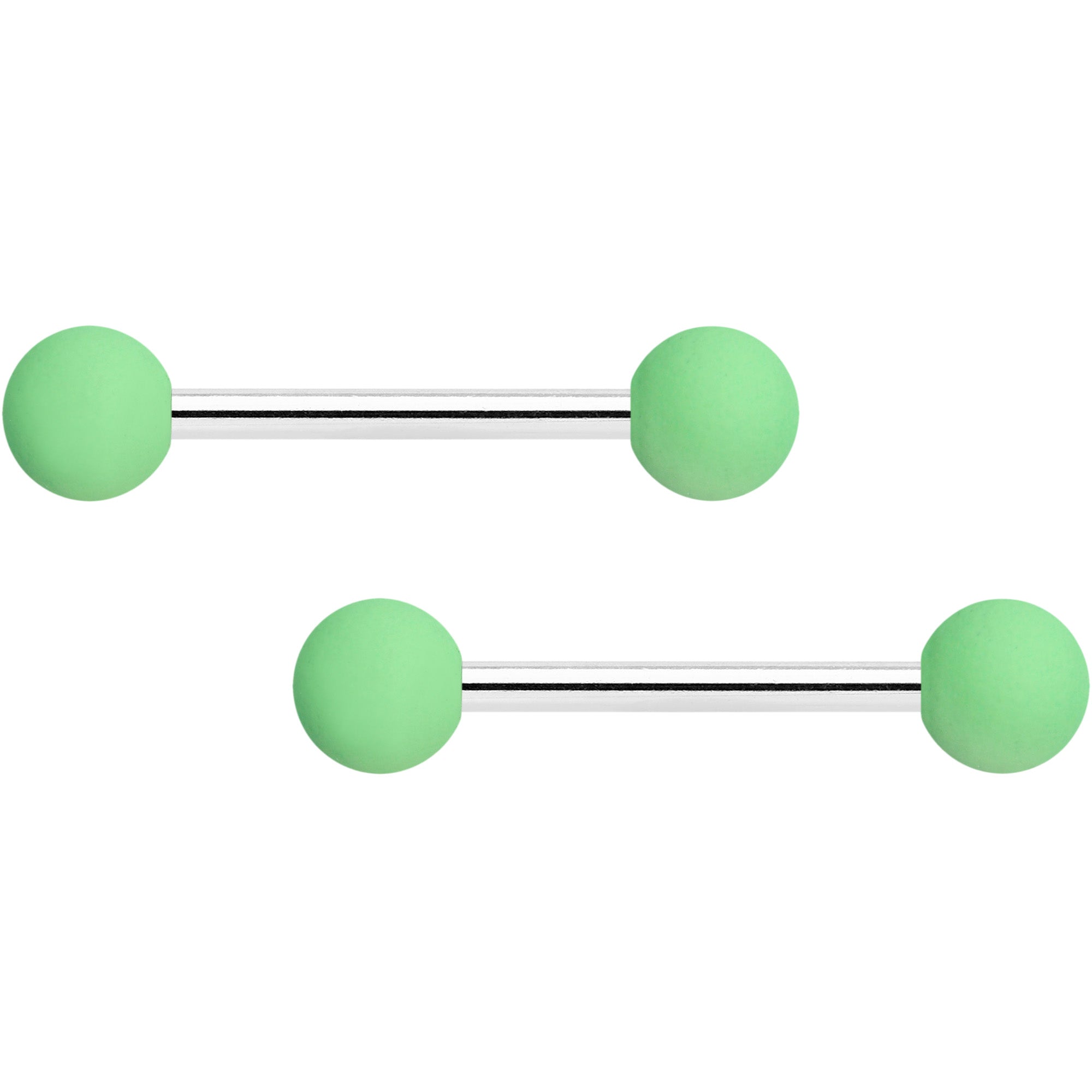 BodyCandy 14G 9/16 Mint Green Matte Barbell Nipple Ring Set — main product shot